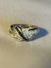 Vtg Sterling Silver Oynx Cubic Zirconia Size 6 R121