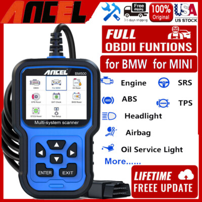 ANCEL BM500 For BMW/MINI All System OBD2 Scanner TPMS CBS ABS SAS EPB Diagnostic