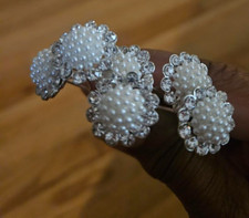 CraftbuddyUS 10pcs x 16mm Clustered Pearl Round Diamante Rhinestone Wedding Pin