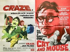 Craze & Cat and Mouse Original Double Bill Quad Poster 1974 Kirk Douglas Putzu