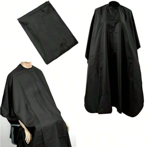 Black Polyester Salon Hair Cutting Barber Cape Waterproof Hair Cutting Gown - Picture 4 of 12
