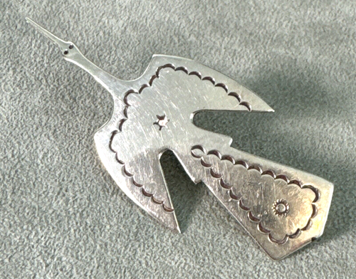 Vintage J M Peyote Bird Pin Brooch Tie Tac Hat Pin Sterling Silver Hand Stamped - Picture 6 of 11