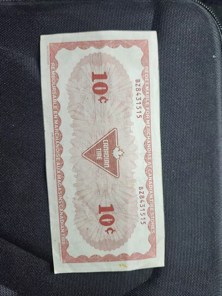 Canadian Tire Money 10 Cents 1987 , Very Good Condition  - Image 2 of 2