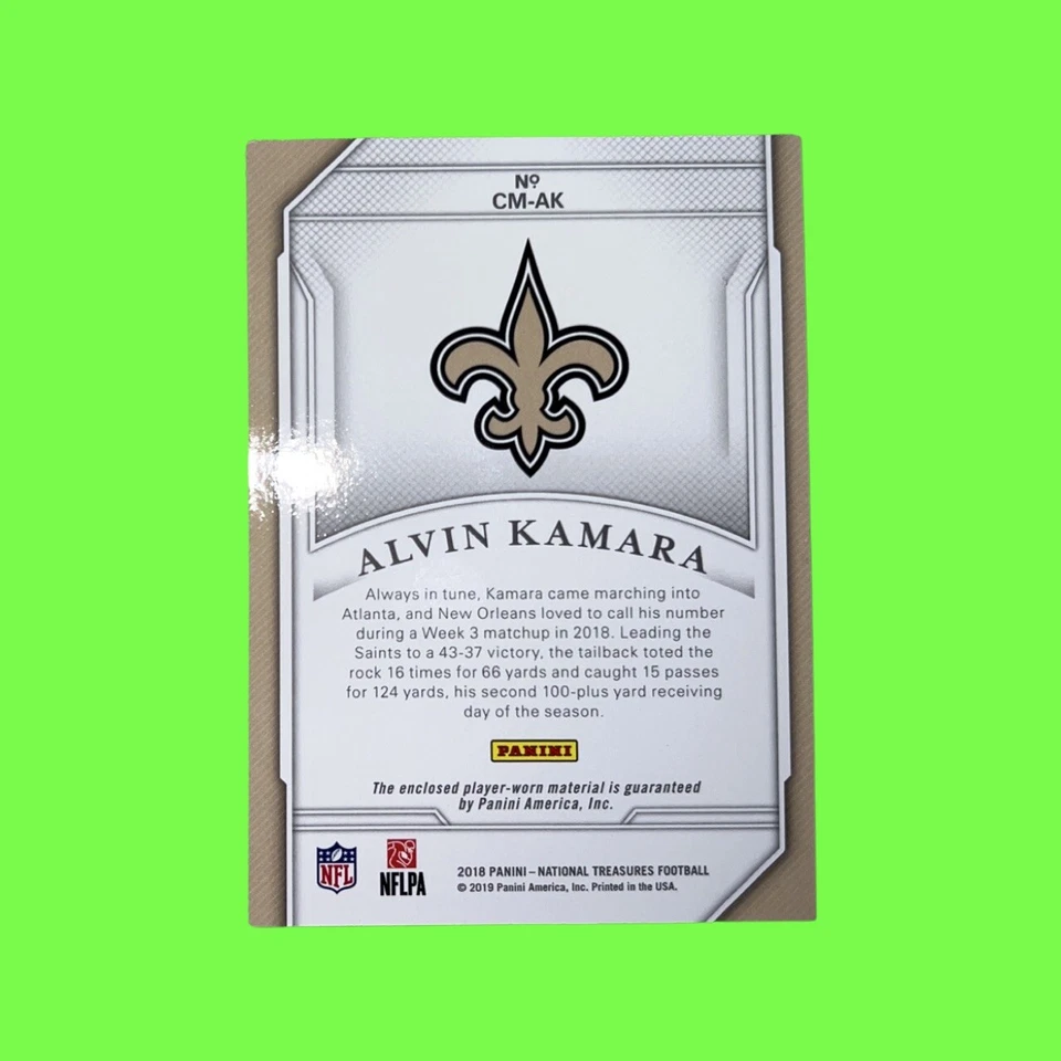 2018 Panini National Treasures Century Materials 80/99 Alvin Kamara New Orleans - Image 2 of 2