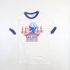 Vintage Mickey Mouse Disney World Magic Music Days Ringer T-Shirt Medium 80s 90s