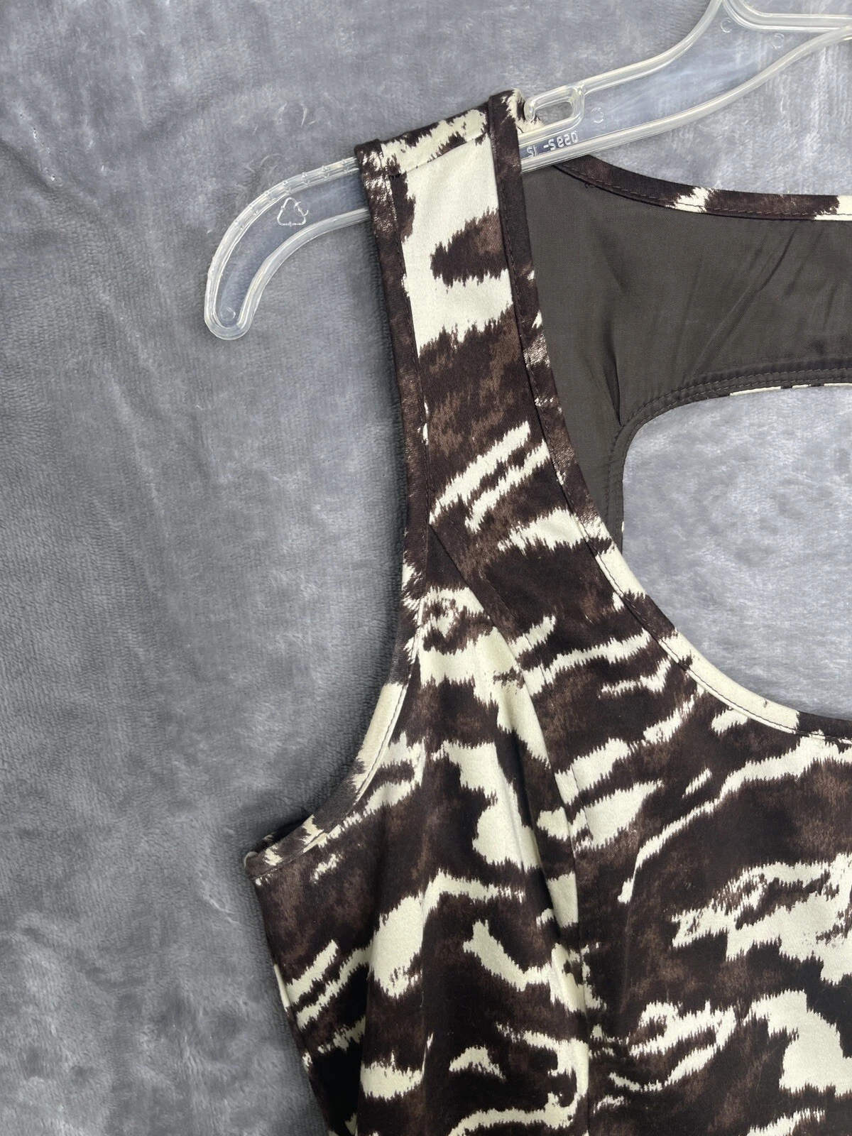 Abito donna Michael Kors senza maniche stampa animalier cerniera dietro vestito taglia 12