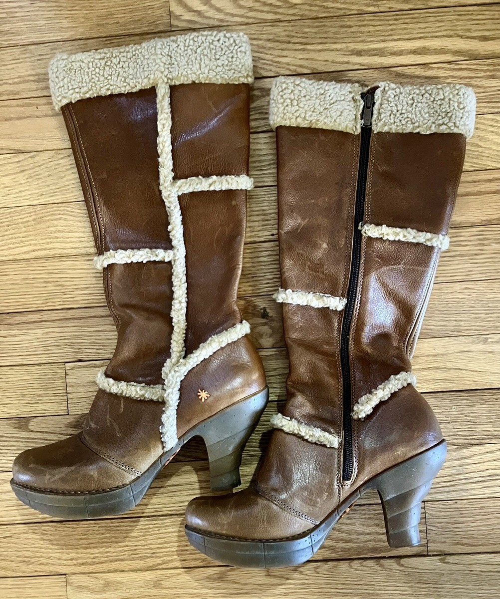 The Art Company Sherpa Leather Suede High Heel Boot