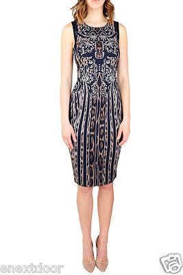 Roberto Cavalli Sleeveless Leo Deco Sheath Dress Size 38 NWT $995