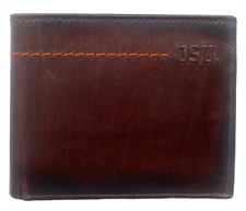 Oklahoma State Cowboys Genuine Leather Wallet with Orange Stitching by Enmon-New