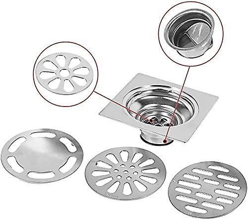 Scarico a pavimento quadrato in acciaio inox, inserto per piastrelle da bagno - Picture 4 of 5