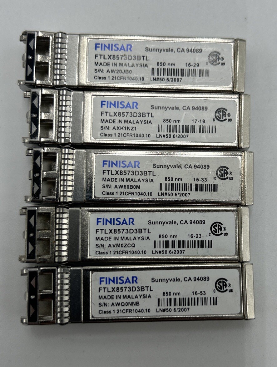 Finisar FTLX8573D3BTL Duplex SFP+ 10Gbps 300m MMF DDM 850nm Transceiver (Lot 5x)