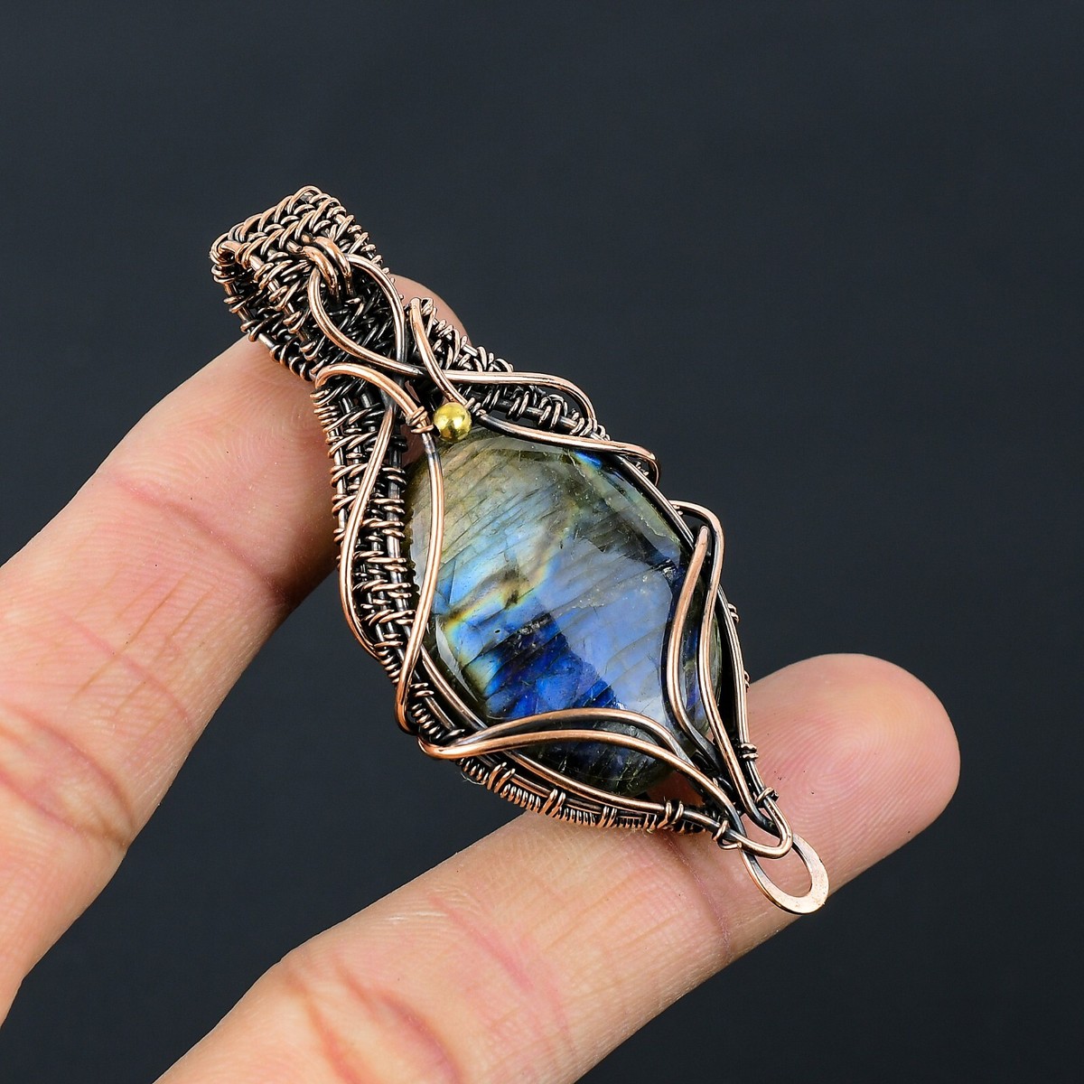 Labradorite Copper Wire Wrapped Pendant Jewelry Festival Gift CCP