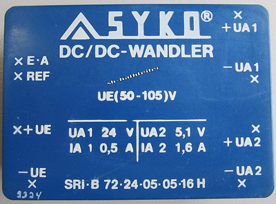 SYKO SRI-B72-24-05-05-16H DC/DC Converter In:50-105V Out:24 + 5,1V - A17/7269