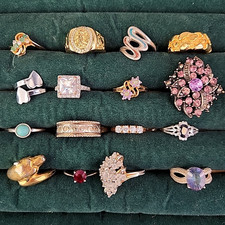 Ring Lot of 16 Rhinestones Bands