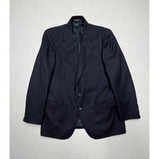 Polo University Club Ralph Lauren Mens Navy Pinstripe Virgin Wool Blazer USA 42L