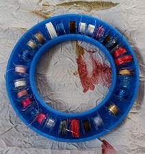Lot of 28 Pfaff J-Bobbins & Blue Feather (Made in USA) BobbinSaver / Holder