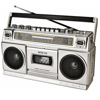 Retro Classic 80s Style Portable Boombox with Cassette Player