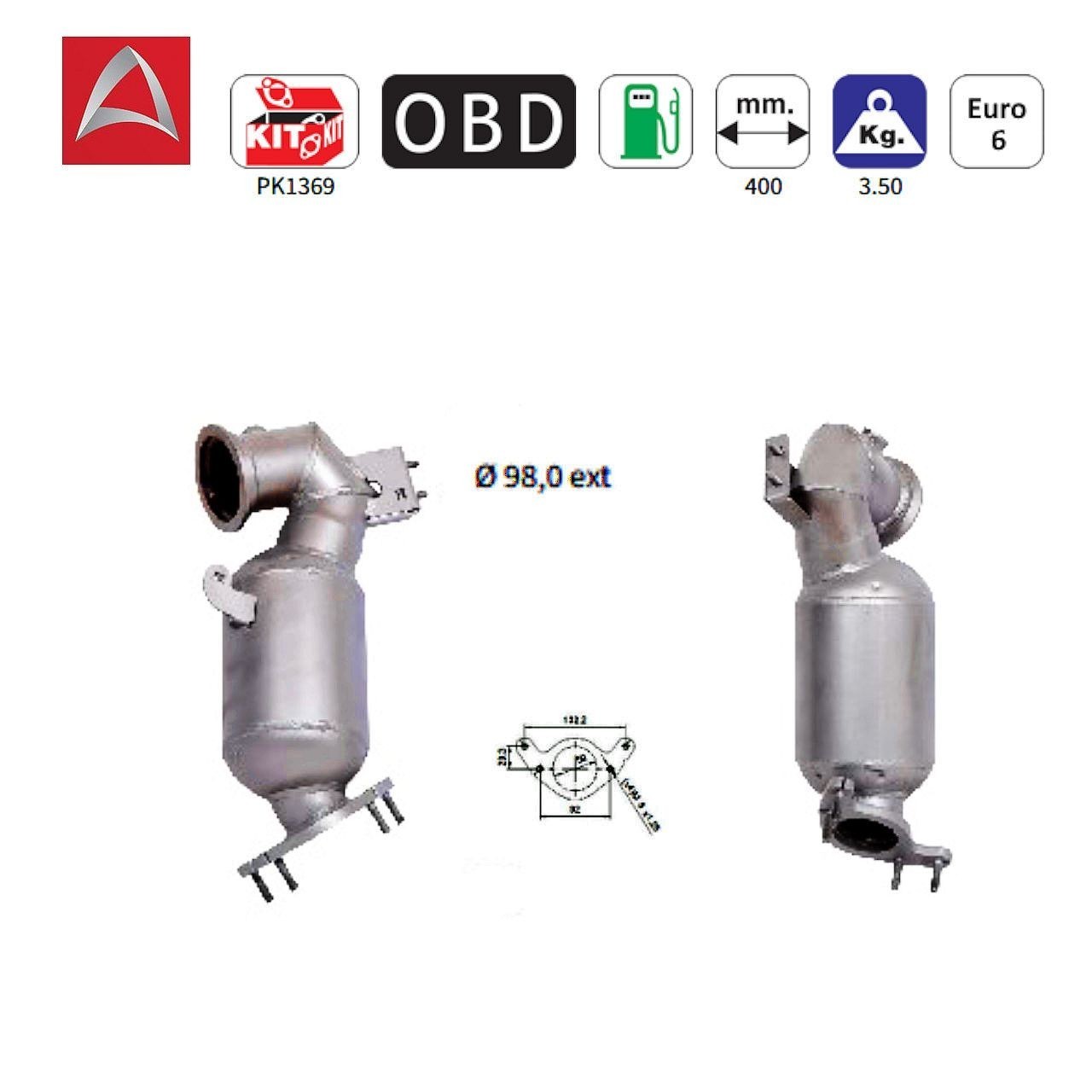 Catalyseur Opel Astra K 1.4 Turbo et Mokka X 4x4 échappement essence