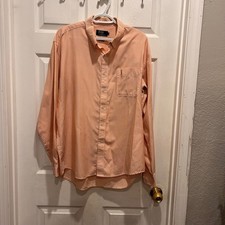 Polo Ralph Lauren Mens XL Orange White Striped Cotton Button Down Shirt Pony