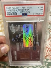 2001 Playoff Absolute Rookie Patch Auto /25 LaDainian Tomlinson Pop 1, 1 Higher