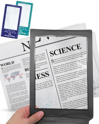 MAGDEPO 3X Full Page Magnifying Sheet Plastic Fresnel with 2 bookmarks, Black 