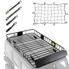250lb Roof Rack Carrier Basket Steel with Cargo Net Straps