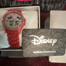 Disney Mickey Mouse  Minnie Mouse Red Watch with Certificate of Authenticity
