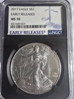 2017 $1 AMERICAN SILVER EAGLE NGC MS70 EARLY RELEASES  -  BLACK CORE HOLDER