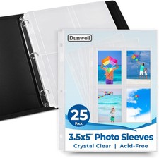 Photo Album Refill Pages 3.5x5 25 Pack For 200 Pictures 3ring Binder Photo Poc