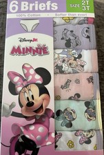 Disney Minnie Mouse Toddler Girl Briefs Underwear 6-Pack 100 Cotton Size 2T-3T