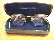 VINTAGE RIMLESS BAUSCH LOMB 12K GF EYEGLASSES. G.R. BARNETT, LEWISTON.