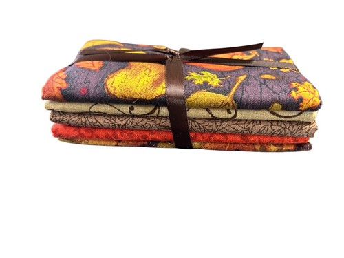 Fat Quarter Bundle 100% Cotton 5 Fabrics 18” X 21” Each Harvest Theme Set New - Picture 2 of 9