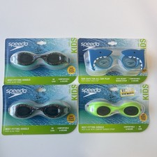 Lot of 4 Speedo Kids Swim Goggles Ages 3-6 Glide Print Shark Sunny Vibes Pop NEW