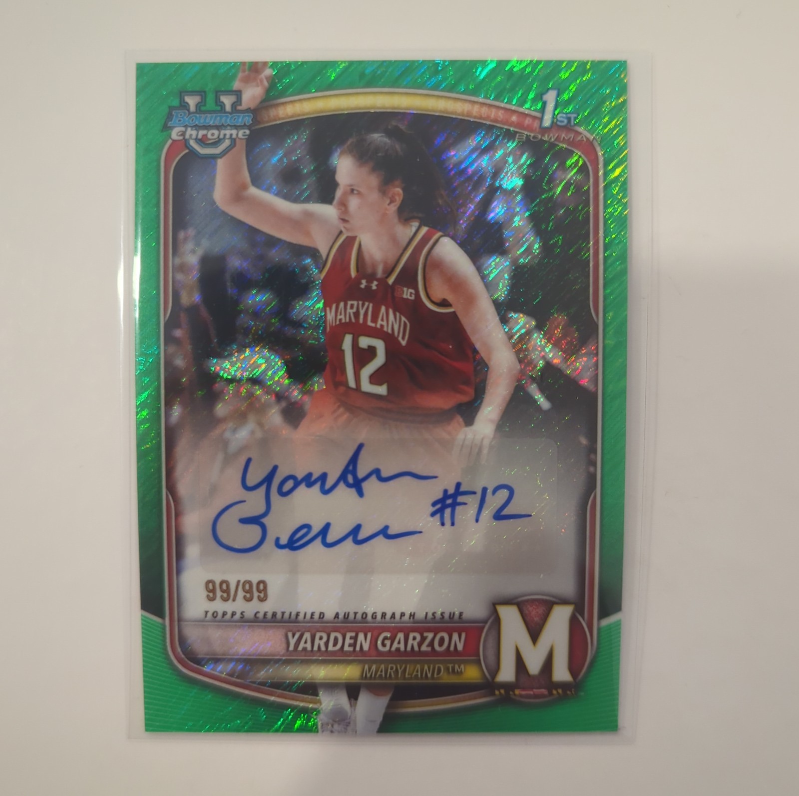 2025-26 Bowman Chrome Yarden Garzon Green Shimmer Refractor Auto Bookend 99/99 