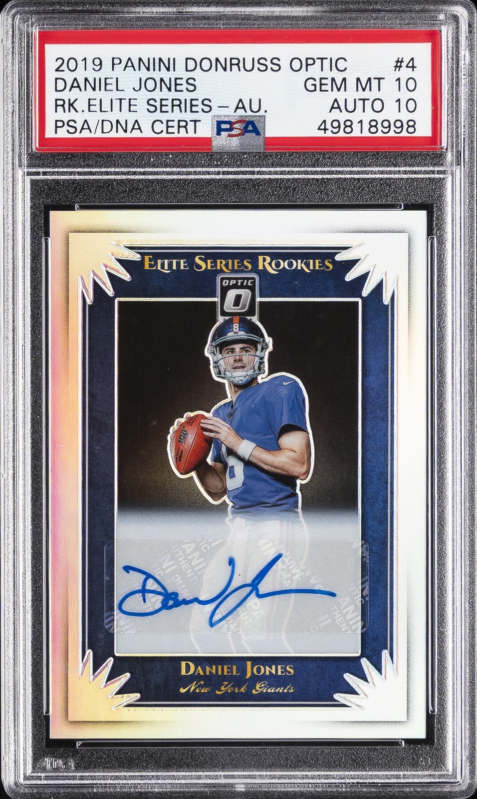 Daniel Jones Panini Donruss Optic Rookie Elite Series #4 Autograph