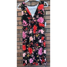 Old Navy Maternity Dress Medium NWT Black Floral V-Neck Sleeveless Empire Waist