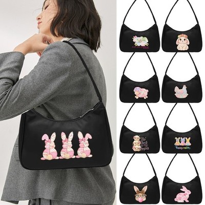 Trendige Ostern Tier Kunst Nylon Achsel Tasche, Mini Schultertasche für den täglichen Arbeitsweg