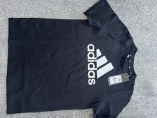 Image of New Adidas Tshirt Black With White Logo Boys Age 11-12