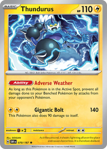 Thundurus (070/197) [Scarlet & Violet: Obsidian Flames] Lightly Played Reverse H