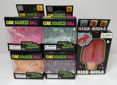 Super Solid Squish Sensory Toy Lot Cube Squeeze Ball & Nice-Sicle NEW