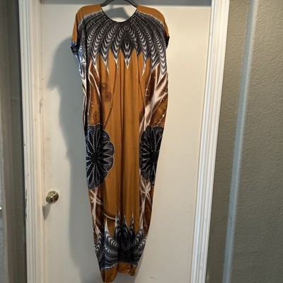 African Dera Kaftan Dress Tie Dye One Size Multi Color