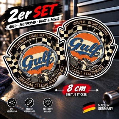 Gulf Speedway Racing Oldschool Aufkleber 2er Set Vintage Racing Retro