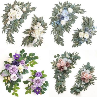 #ad 2 Pcs Wedding Arch Flowers Set Wedding Decor Garland Artificial Flower Swag $16.69