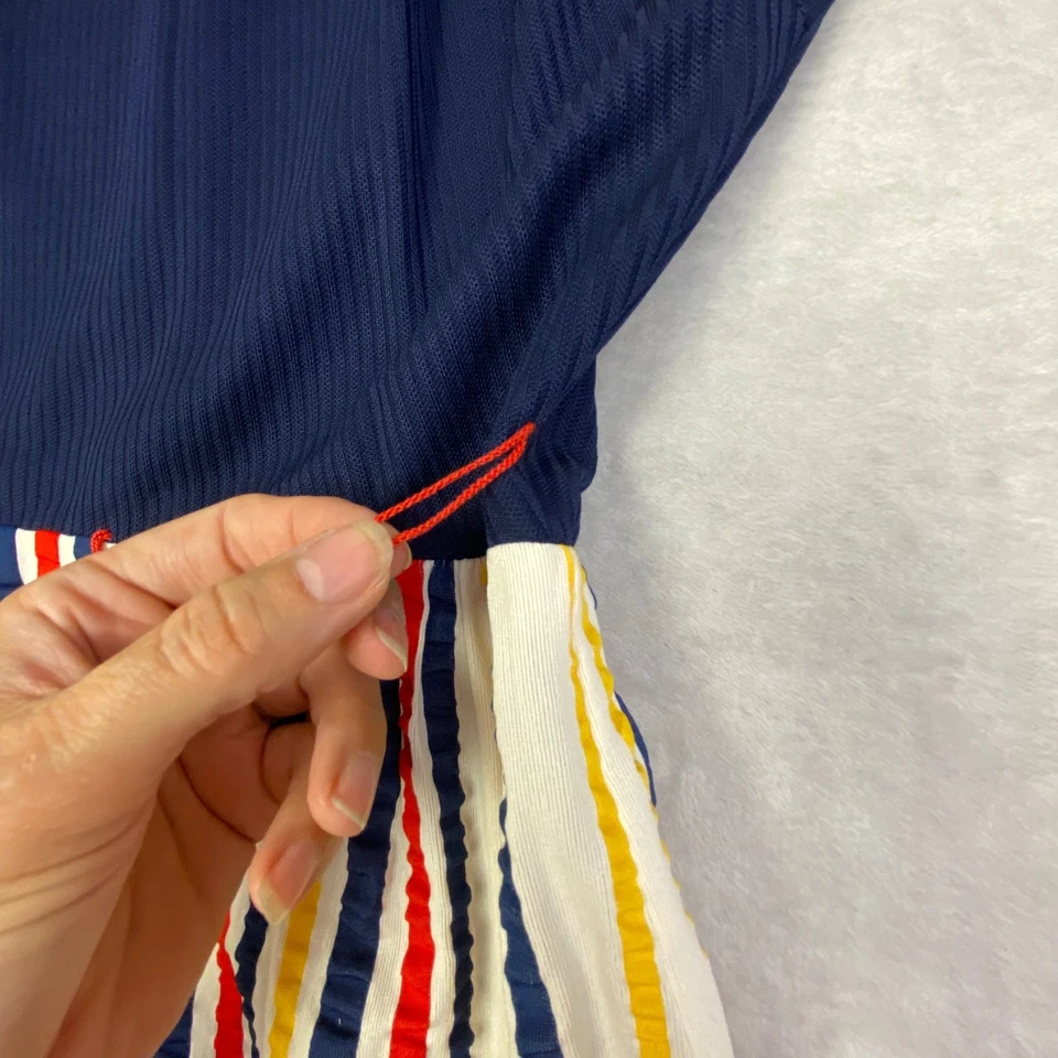 Vintage Gay Gibson Dress Mod Striped Ribbed Navy White Collar Long Sleeve - Image 4 of 4