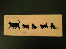 INKADINKADO Cat Parade Wood Mount Rubber Stamp Cat Kitty Kitten Family
