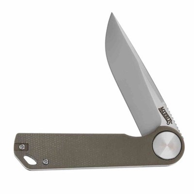 MR690 Marbles Pocket Knife D2 Steel Satin Blade Brown Canvas Micarta Handle Line