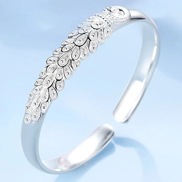 Sterling Silver Peacock Bangle