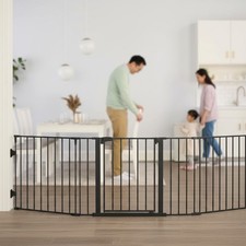 194-Inch Safety Gate with Walk-Through Door Wall Mounts - Versatile Play Yard