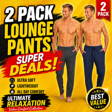 Mens Pyjamas Pants Bottoms jersey cotton mix lounge Trousers Nightwear 2 PACK