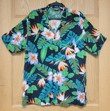 Vintage Hawaii Blues Mens Hawaiian Shirt Size XL Button Down Vacation Resortwear